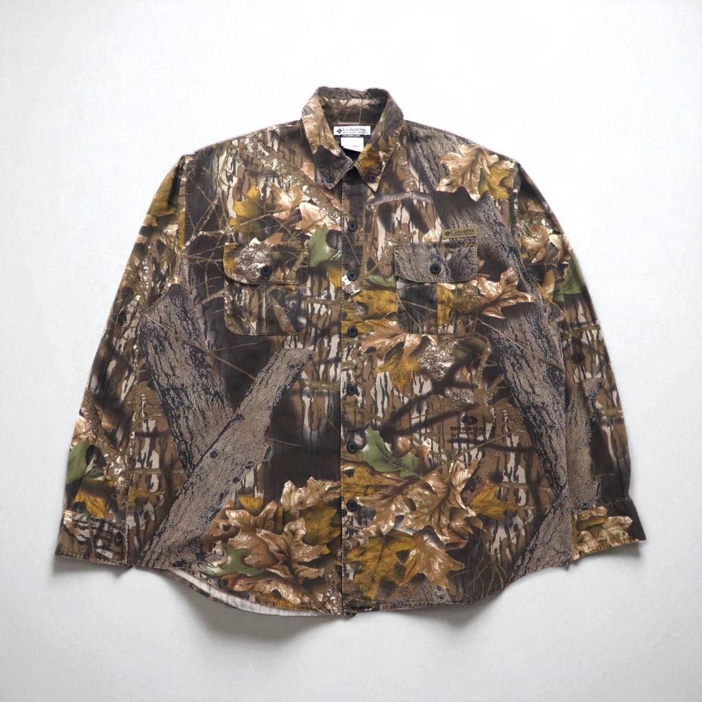 Columbia Realtree Camo Button-Down Work Shirt, Size M, Khaki, Cotton, HM7009