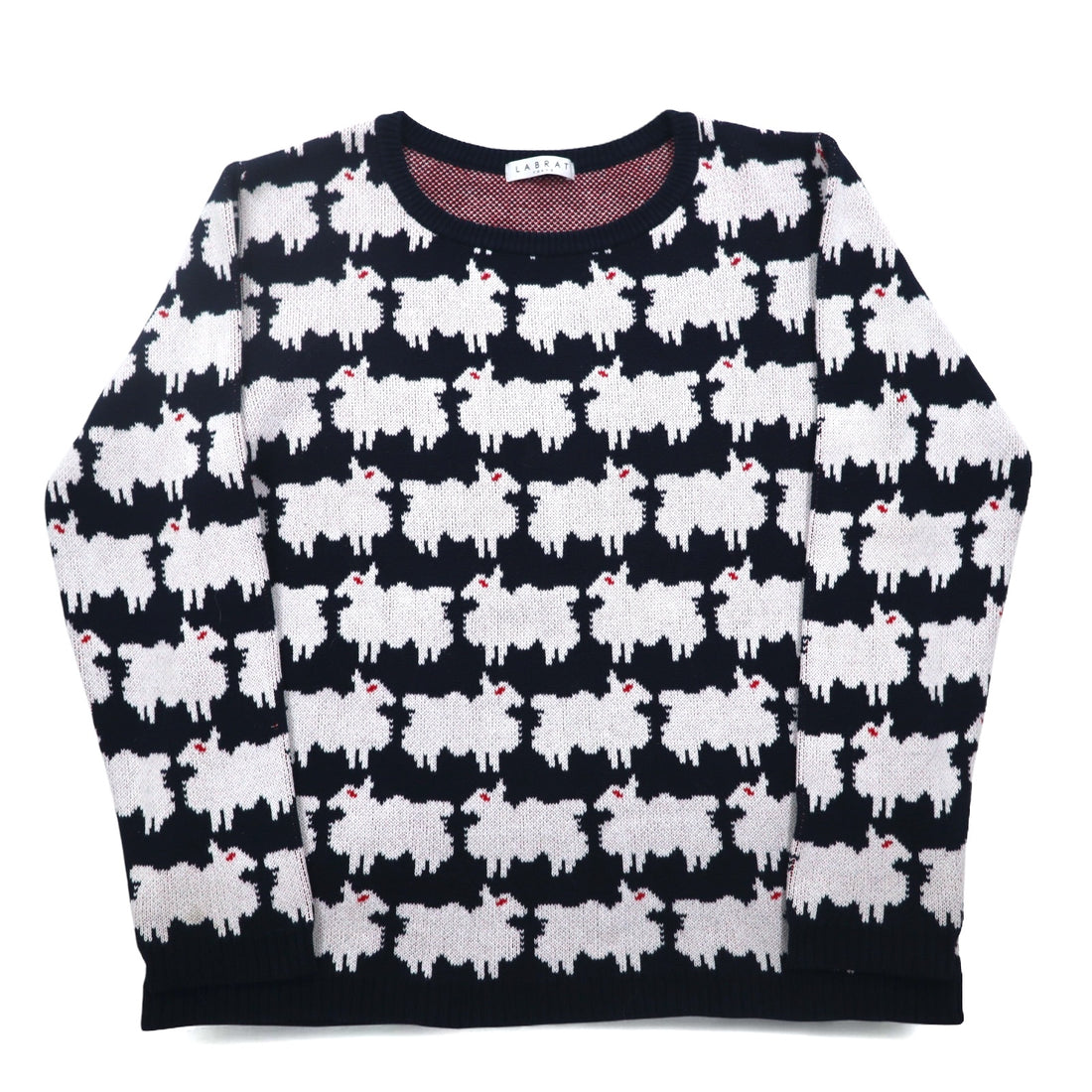 LABRAT × BEAMS Cotton Knit Sweater L Navy All-over Animal Sheep SHEEP KNIT SP