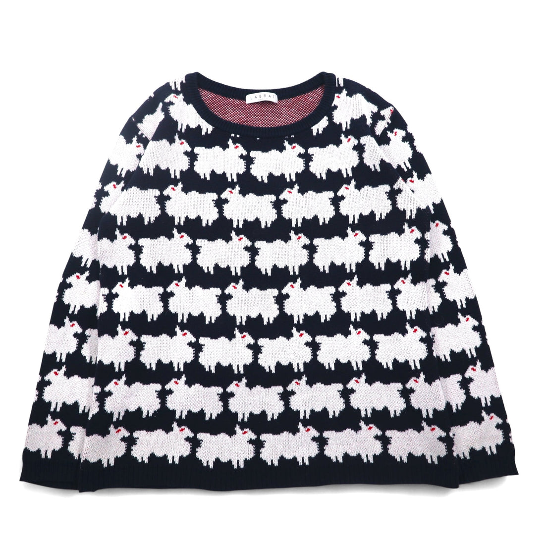 LABRAT × BEAMS Cotton Knit Sweater L Navy All-over Animal Sheep SHEEP KNIT SP