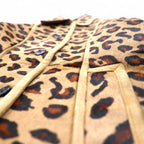 UNITED ARROWS SLITZ pony riders jacket, size S, beige, leopard print, cowhide, all-over animal pattern