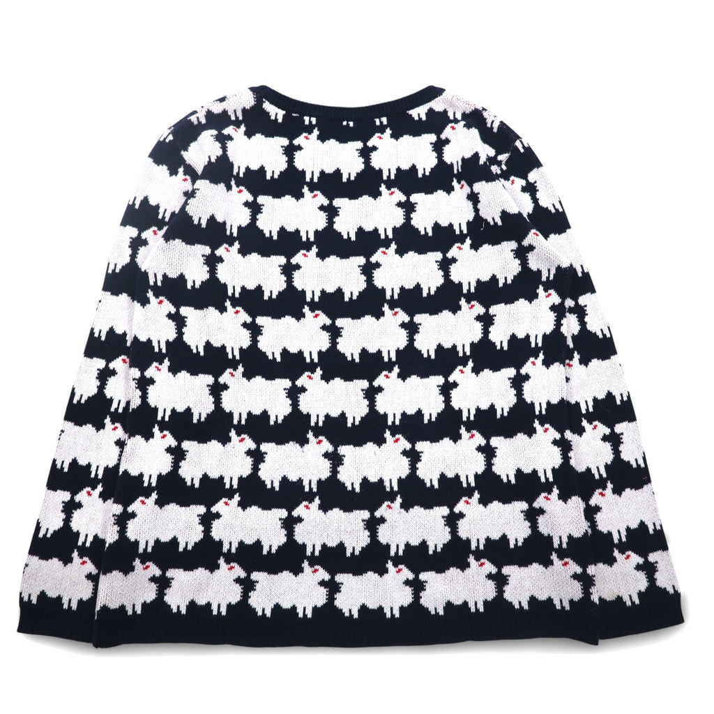 LABRAT × BEAMS Cotton Knit Sweater L Navy All-over Animal Sheep SHEEP KNIT SP