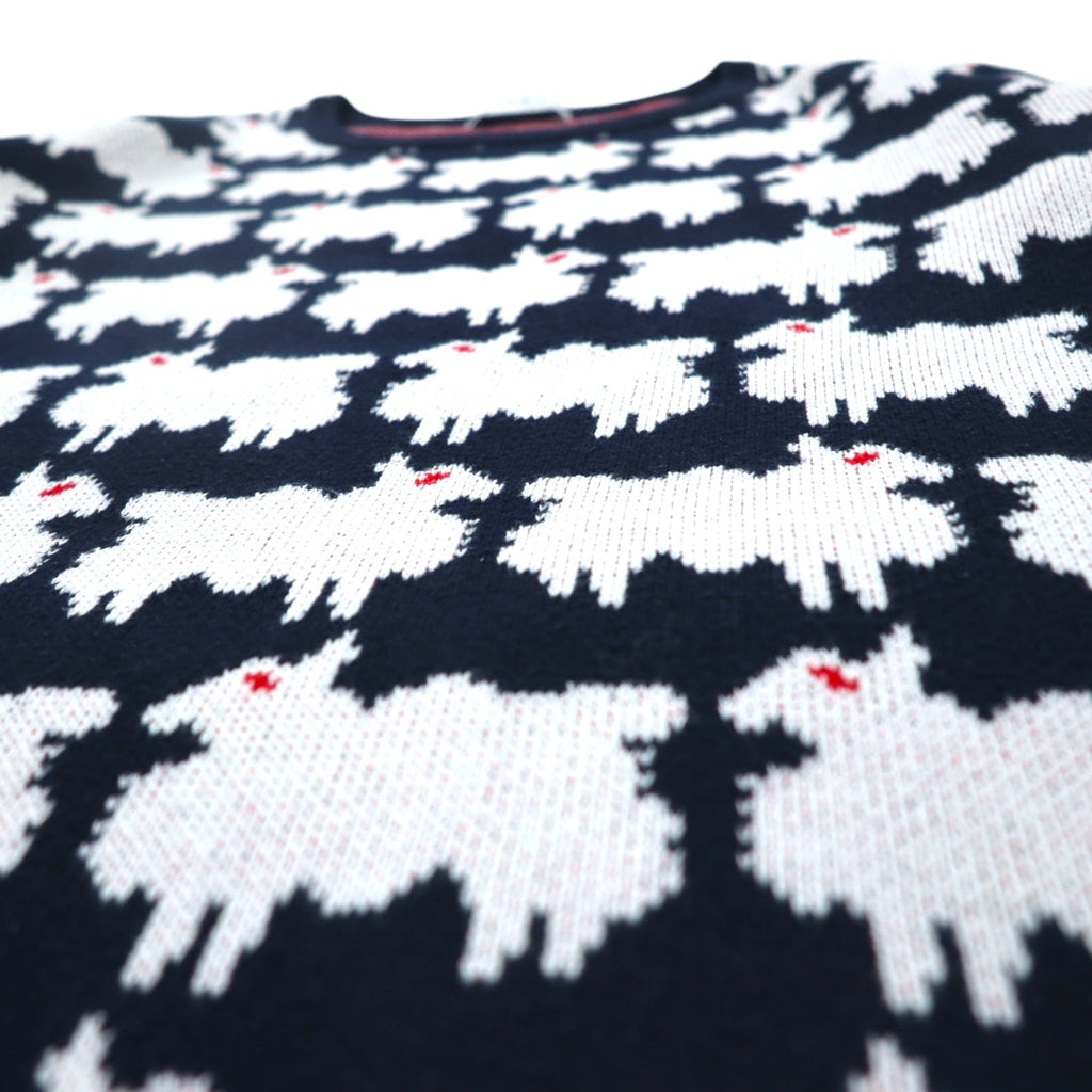 LABRAT × BEAMS Cotton Knit Sweater L Navy All-over Animal Sheep SHEEP KNIT SP