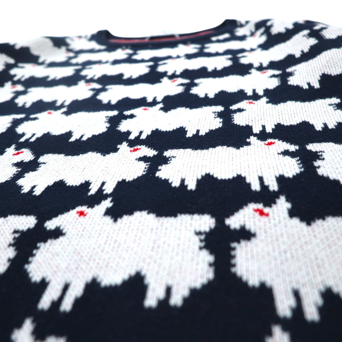 LABRAT × BEAMS Cotton Knit Sweater L Navy All-over Animal Sheep SHEEP KNIT SP