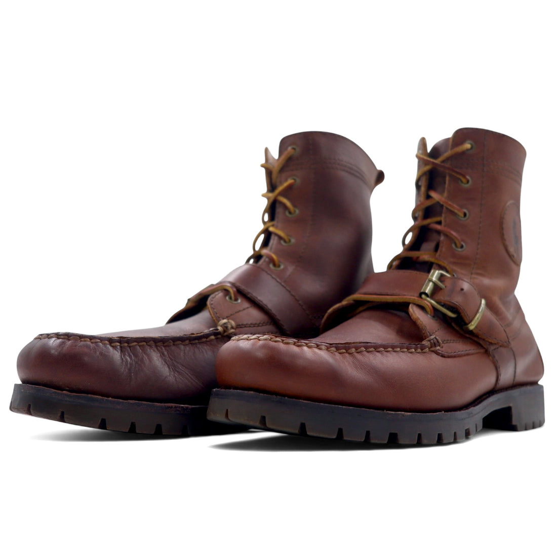 POLO RALPH LAUREN Ranger Boots Lace-up Boots 26.5cm Brown Oiled Leather Belt Logo