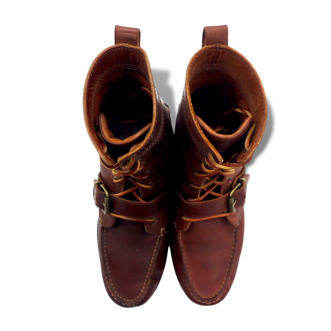 POLO RALPH LAUREN Ranger Boots Lace-up Boots 26.5cm Brown Oiled Leather Belt Logo