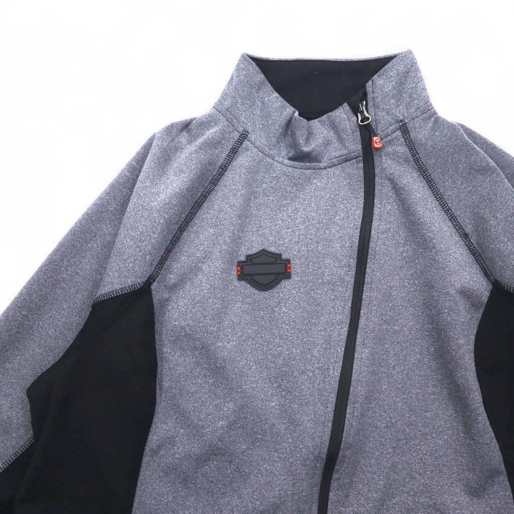 HARLEY DAVIDSON Softshell Jacket Jersey L Grey Stretch Thumbhole Double Zip