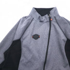 HARLEY DAVIDSON Softshell Jacket Jersey L Grey Stretch Thumbhole Double Zip