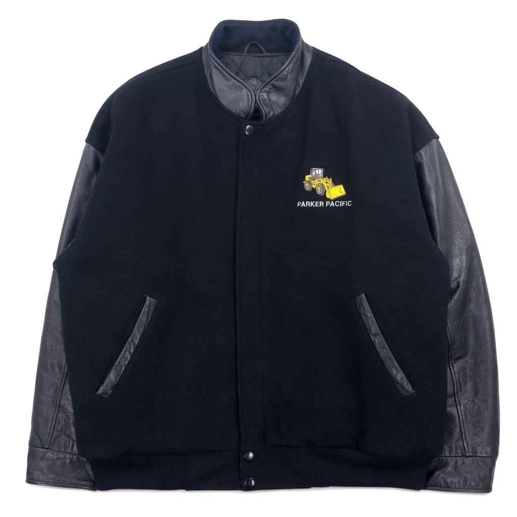 日本然リトテ-古着オンライン-TRIMARK レザー 切替 スタジャン L ブラック レザー キルティングライナー US企業 PARKER PACIFIC-TRIMARK Leather Switching Varsity Jacket L Black Leather Quilted Liner US Company PARKER PACIFIC