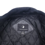 TRIMARK Leather Switching Stadium Jacket L Black Leather Quilted Liner US Company PARKER PACIFIC