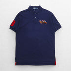 Polo by Ralph Lauren 90s Polo Player Embroidered Polo Shirt, Medium, Navy, Cotton, Pique