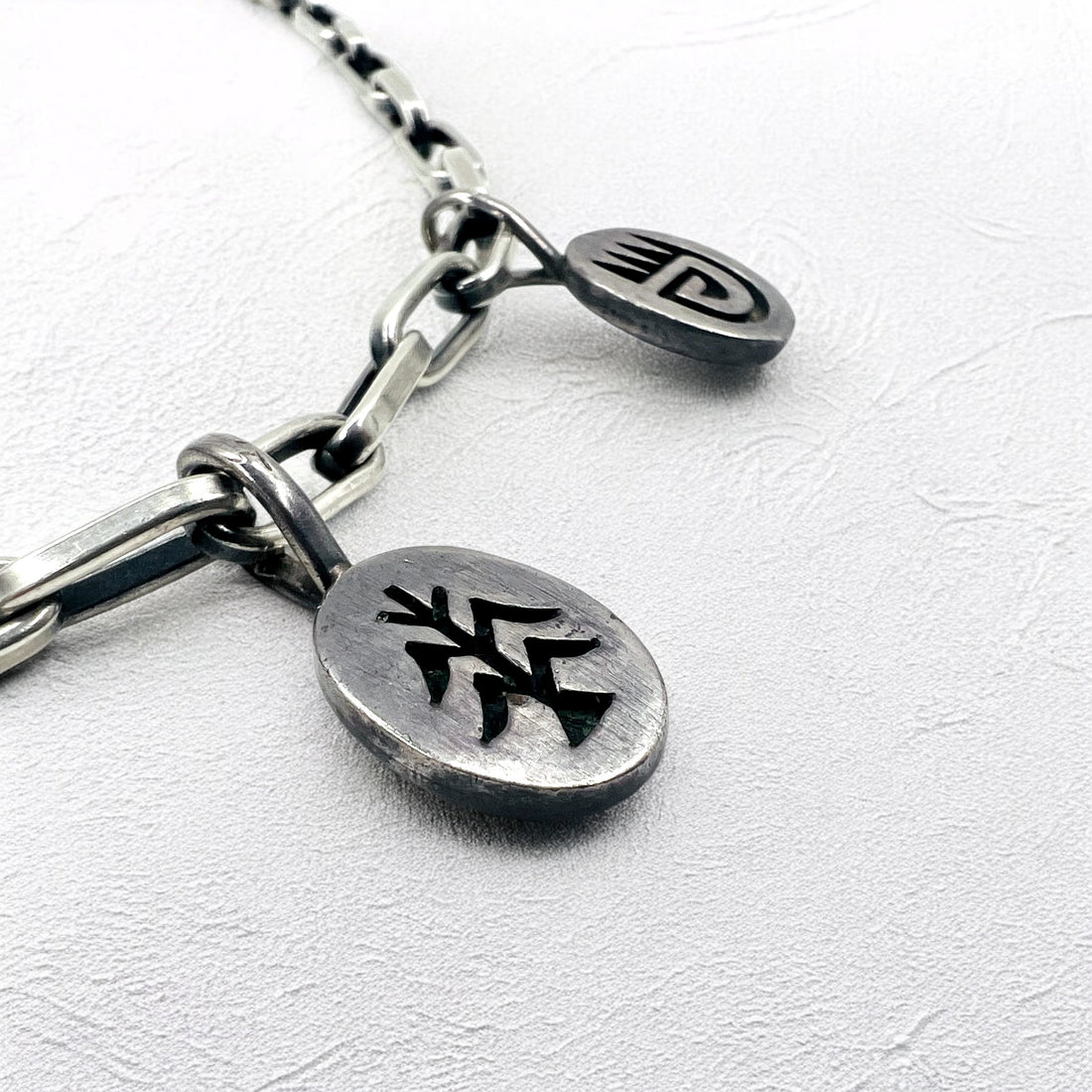 NAVAJO インディアンジュエリー Timothy Lee ネックレス ナバホ族 シルバー リンク チェーン Sterling スタンプワーク トライバル