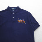 Polo by Ralph Lauren 90s Polo Player Embroidered Polo Shirt, Medium, Navy, Cotton, Pique