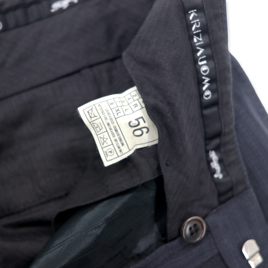 KRIZIA UOMO 2 tuck wide slacks pants 56 gray wool