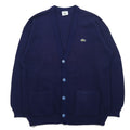 日本然リトテ-古着オンライン-LACOSTE 80年代 ニット カーディガン XL ネイビー ウール ワンポイントロゴ-LACOSTE 80's Knit Cardigan XL Navy Wool One Point Logo