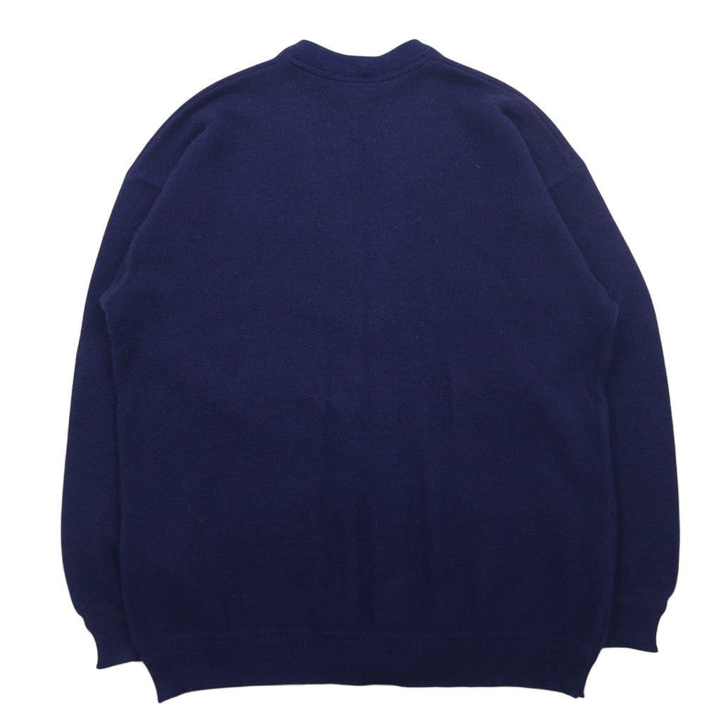LACOSTE 80年代 ニット カーディガン XL ネイビー ウール ワンポイントロゴ