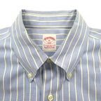 Brooks Brothers 346 Oxford Button-Down Shirt, XL, Blue, Striped, with Embroidered Logo