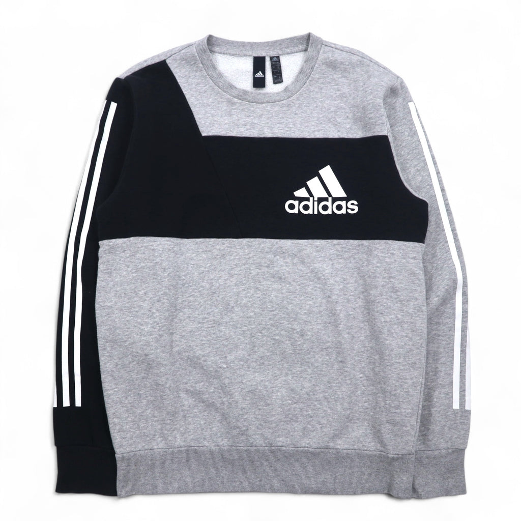adidas Sport ID Crew Sweatshirt XL Grey Black Fleece lining 3-stripe Sport ID EB7589