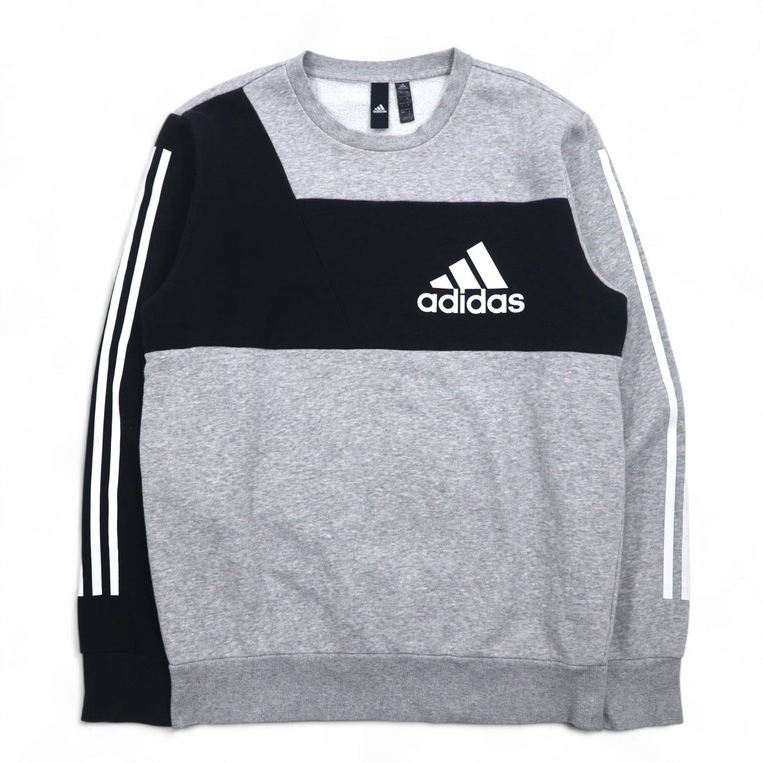 adidas Sport ID Crew Sweatshirt XL Grey Black Fleece lining 3-stripe Sport ID EB7589