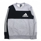 adidas Sport ID Crew Sweatshirt XL Grey Black Fleece lining 3-stripe Sport ID EB7589