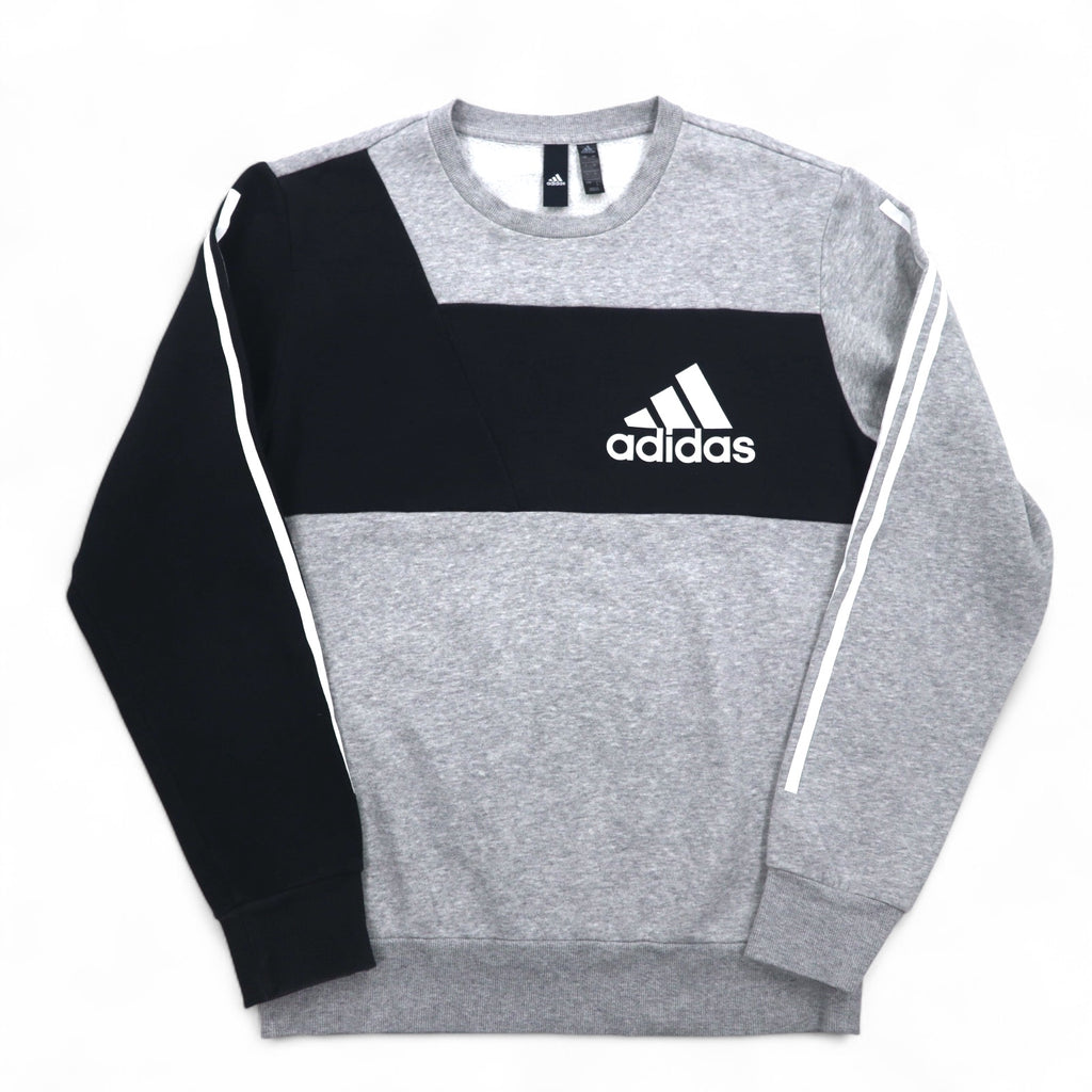 adidas Sport ID Crew Sweatshirt XL Grey Black Fleece lining 3-stripe Sport ID EB7589