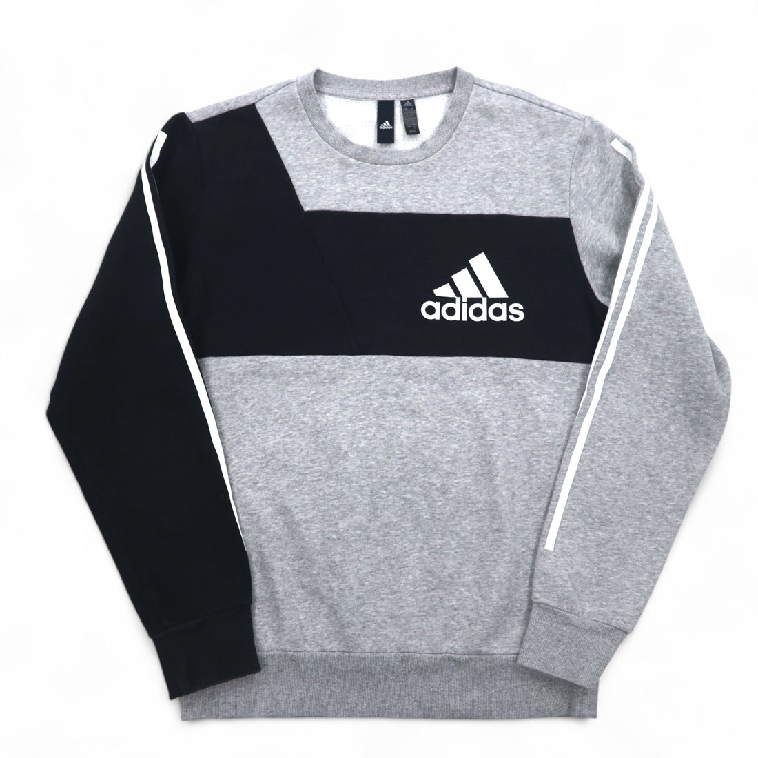adidas Sport ID Crew Sweatshirt XL Grey Black Fleece lining 3-stripe Sport ID EB7589