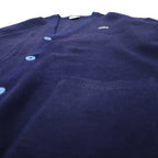LACOSTE 80年代 ニット カーディガン XL ネイビー ウール ワンポイントロゴ