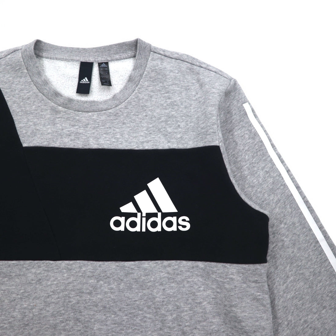 adidas Sport ID Crew Sweatshirt XL Grey Black Fleece lining 3-stripe Sport ID EB7589