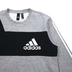 adidas Sport ID Crew Sweatshirt XL Grey Black Fleece lining 3-stripe Sport ID EB7589