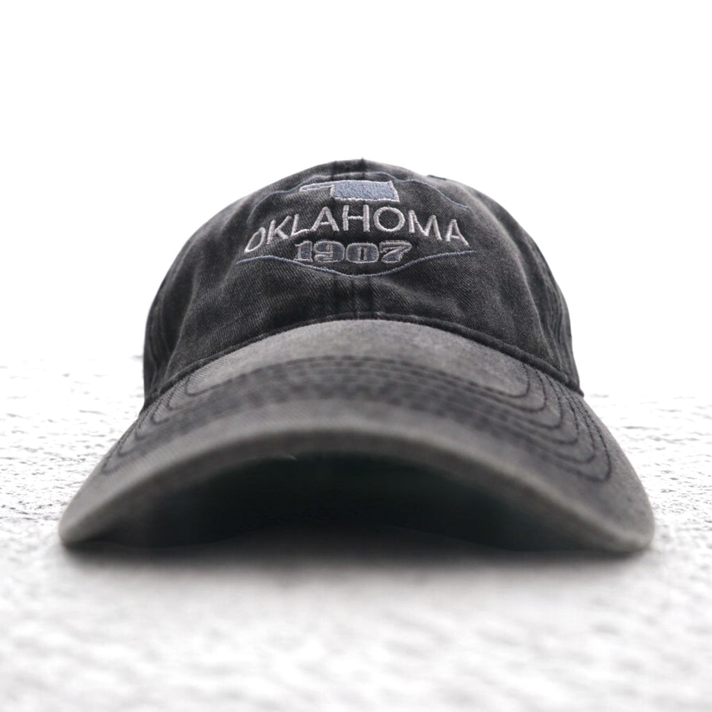 KAUFMAN Vintage 6 Panel Cap ONE Grey Cotton OKLAHOMA Embroidery