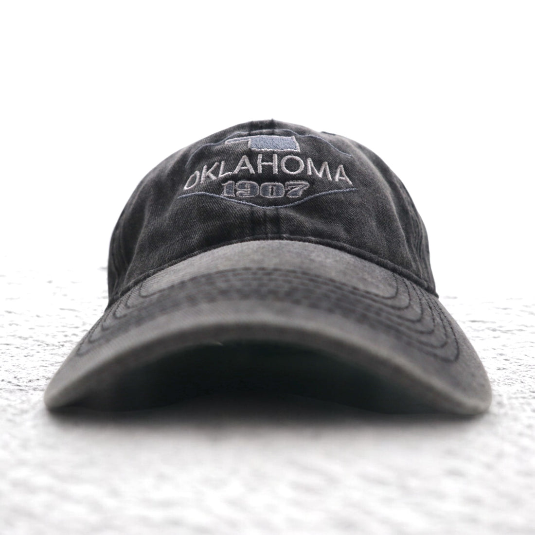 KAUFMAN ヴィンテージ加工 6パネルキャップ ONE グレー コットン OKLAHOMA 刺繍