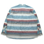 LLBean Oxford Button-Down Shirt XXL Blue Border TRADITIONAL FIT 515164 Made in Sri Lanka