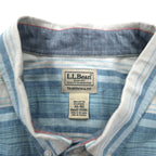 LLBean Oxford Button-Down Shirt XXL Blue Border TRADITIONAL FIT 515164 Made in Sri Lanka