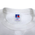 USA製 90年代 RUSSELL ATHLETIC フットボール プリント スウェット XXL ホワイト コットン 裏起毛 アーチロゴ SOUTHFIELD JAYHAWKS FOOTBALL
