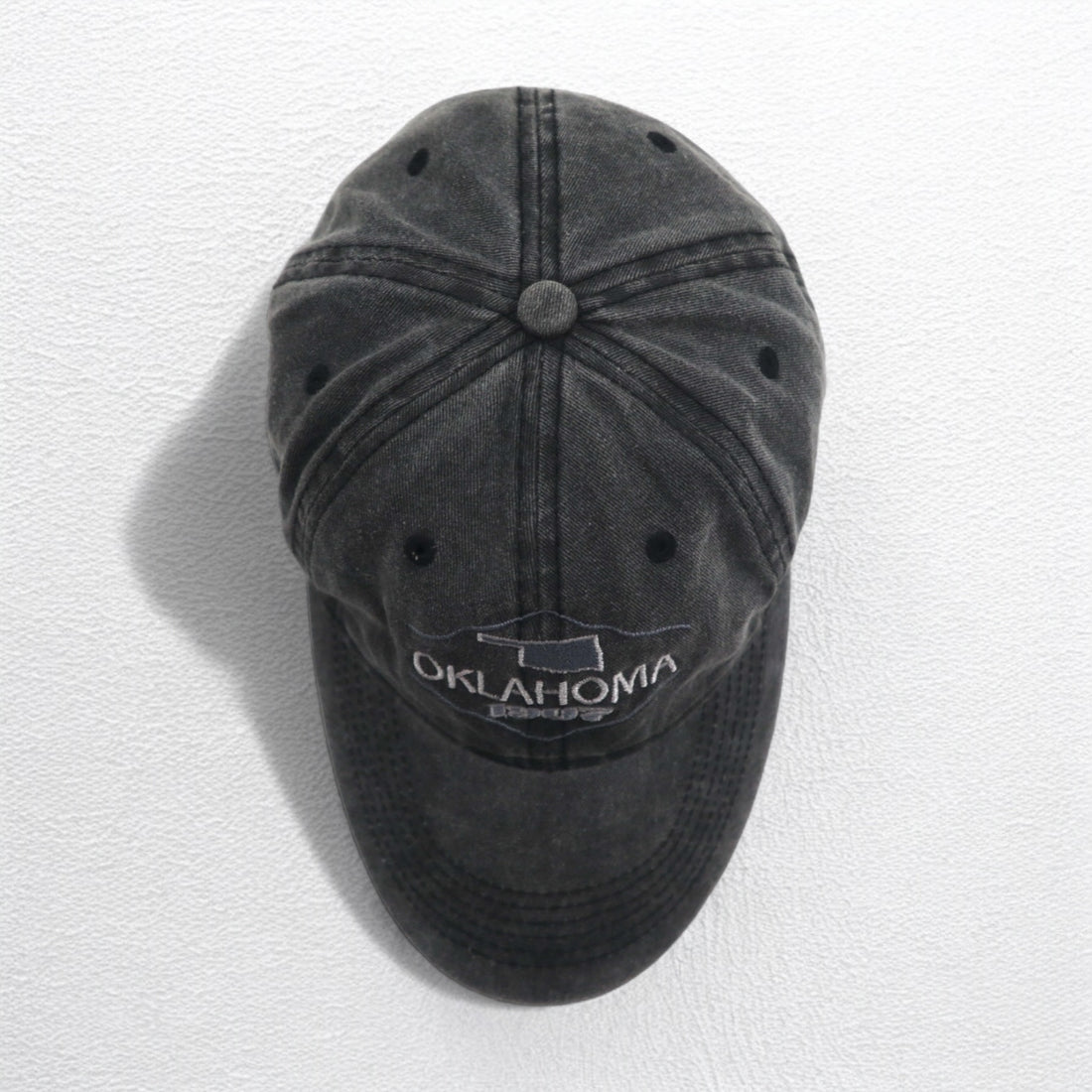 KAUFMAN Vintage 6 Panel Cap ONE Grey Cotton OKLAHOMA Embroidery