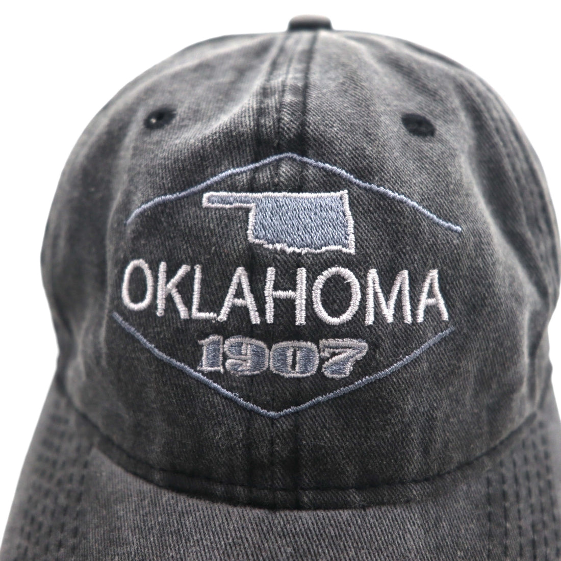 KAUFMAN Vintage 6 Panel Cap ONE Grey Cotton OKLAHOMA Embroidery