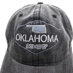 KAUFMAN Vintage 6 Panel Cap ONE Grey Cotton OKLAHOMA Embroidery