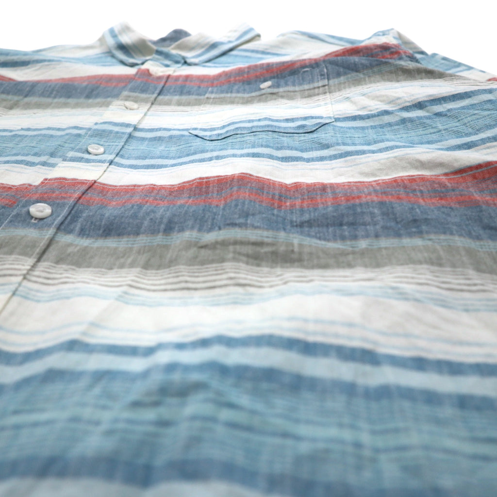 LLBean Oxford Button-Down Shirt XXL Blue Border TRADITIONAL FIT 515164 Made in Sri Lanka