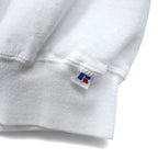 USA製 90年代 RUSSELL ATHLETIC フットボール プリント スウェット XXL ホワイト コットン 裏起毛 アーチロゴ SOUTHFIELD JAYHAWKS FOOTBALL