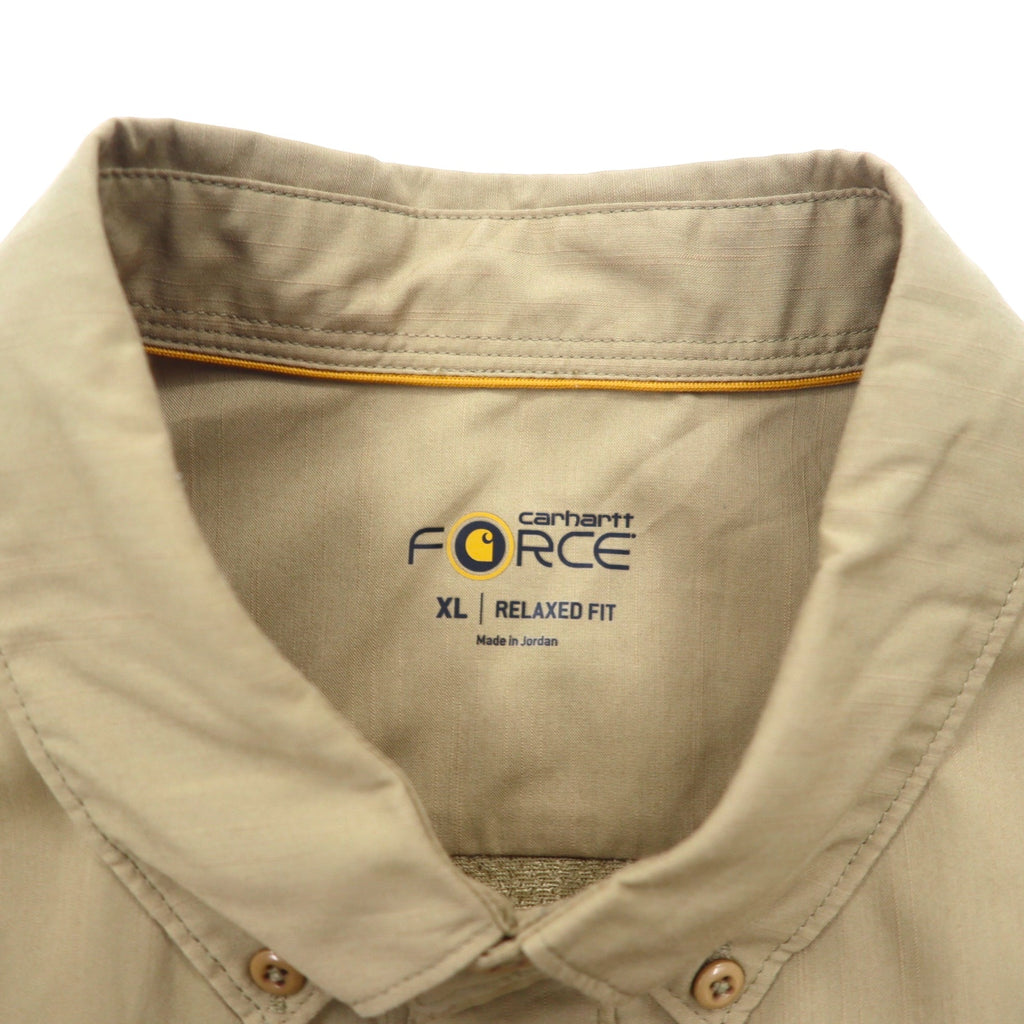 carhartt FORCE リラックスフィット ボタンダウン ワークシャツ XL ベージュ ポリエステル Ridgefield Solid L/S Shirt 102418