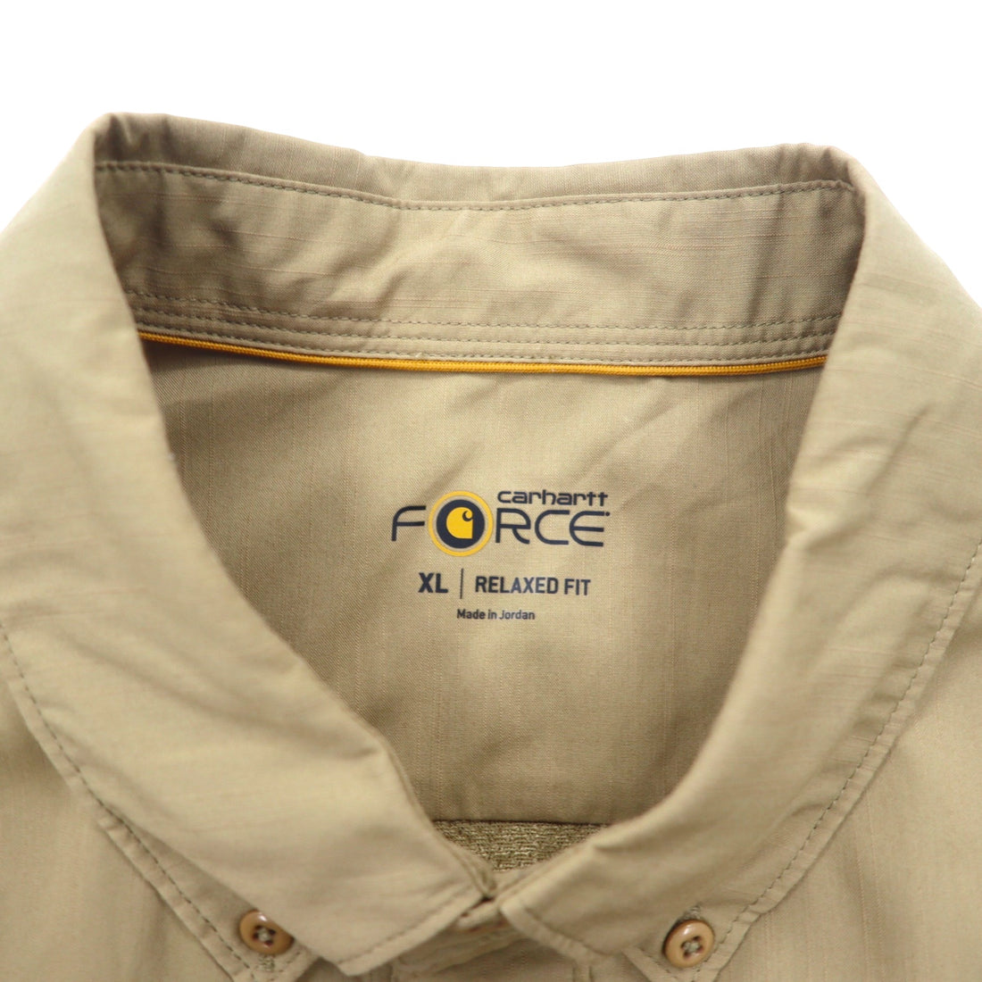 carhartt FORCE リラックスフィット ボタンダウン ワークシャツ XL ベージュ ポリエステル Ridgefield Solid L/S Shirt 102418
