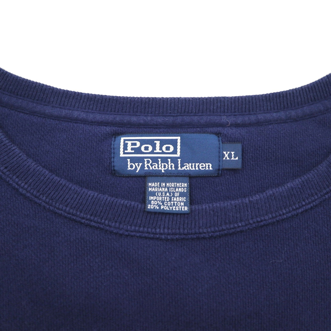 Polo by Ralph Lauren 90s Crew Neck Sweatshirt, Size XL, Navy, Solid Cotton, Small Pony Embroidery