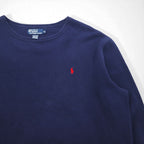 Polo by Ralph Lauren 90s Crew Neck Sweatshirt, Size XL, Navy, Solid Cotton, Small Pony Embroidery