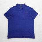 POLO RALPH LAUREN Polo shirt XL Blue Cotton Pique CUSTOM FIT Small pony embroidery