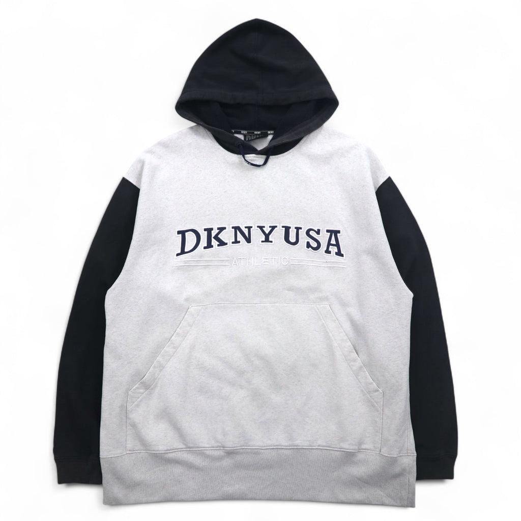 DKNY USA (Donna Karan New York) 90s Pullover Hoodie, L, Grey, Cotton