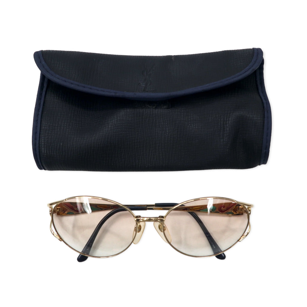 YVES SAINT LAURENT Old Sunglasses Gold Metal Color Lens YSL 31-8611 Made in Japan