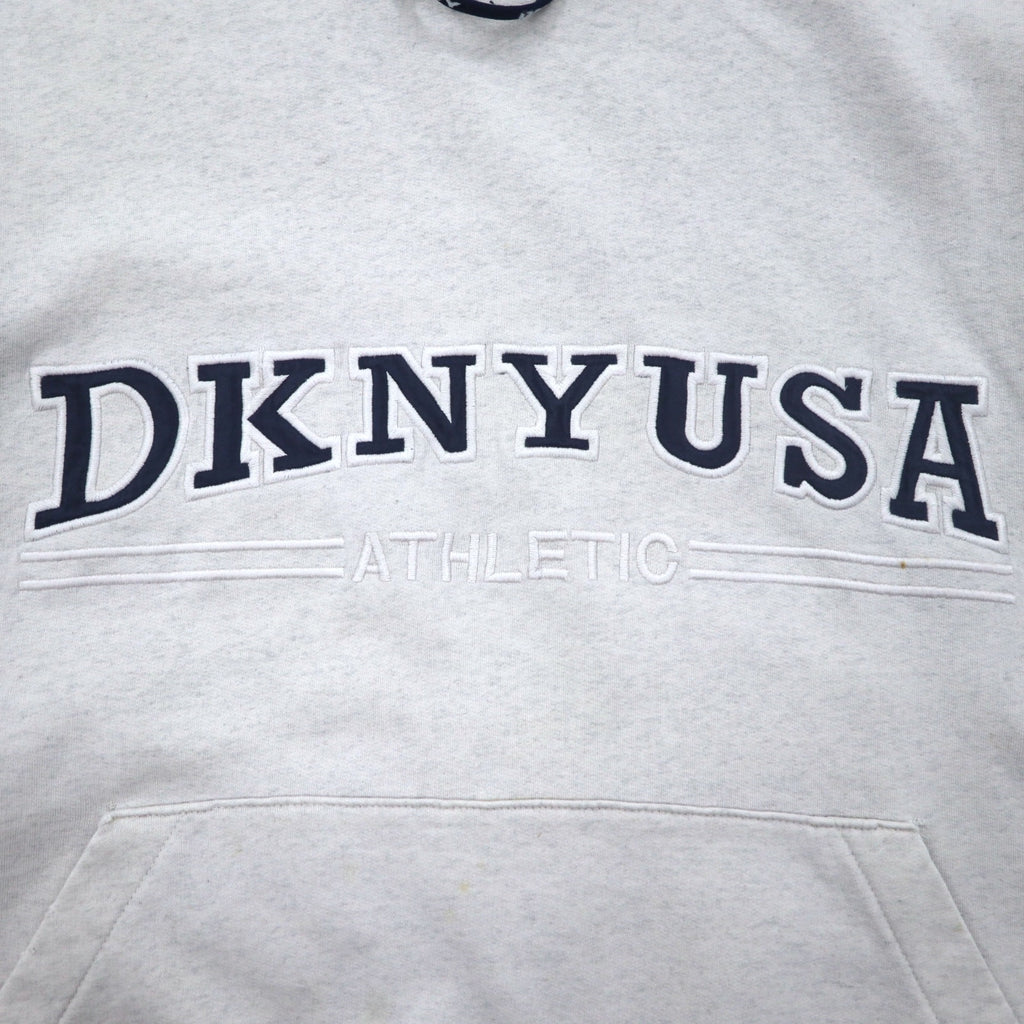 DKNY USA (Donna Karan New York) 90s Pullover Hoodie, L, Grey, Cotton