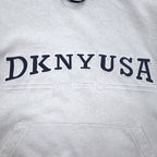 DKNY USA (Donna Karan New York) 90s Pullover Hoodie, L, Grey, Cotton