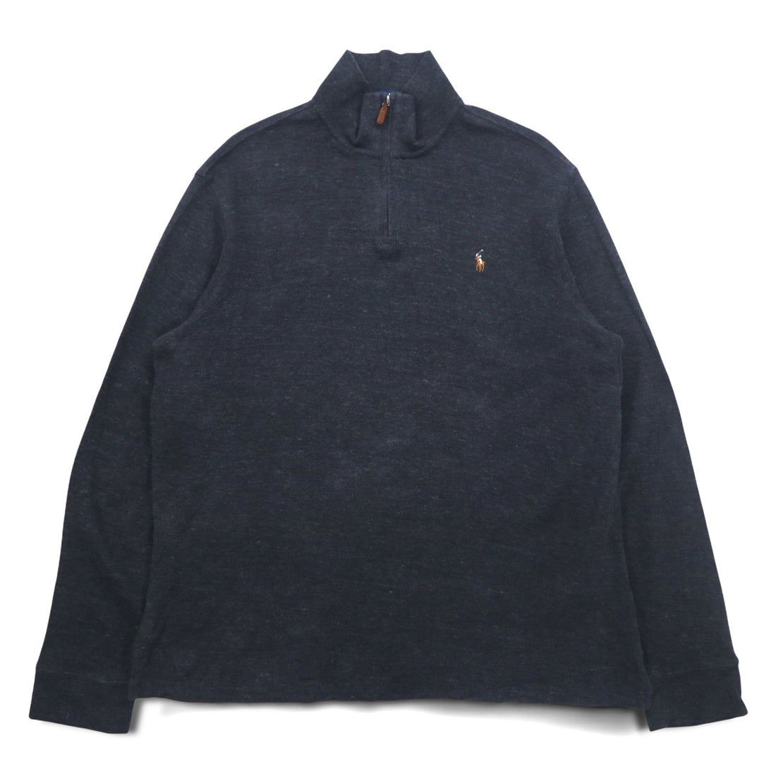 POLO RALPH LAUREN Half-Zip Rib Knit Sweatshirt, XL, Grey, ESTATE RIB, Small Pony Embroidery