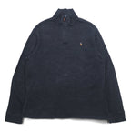 POLO RALPH LAUREN Half-Zip Rib Knit Sweatshirt, XL, Grey, ESTATE RIB, Small Pony Embroidery