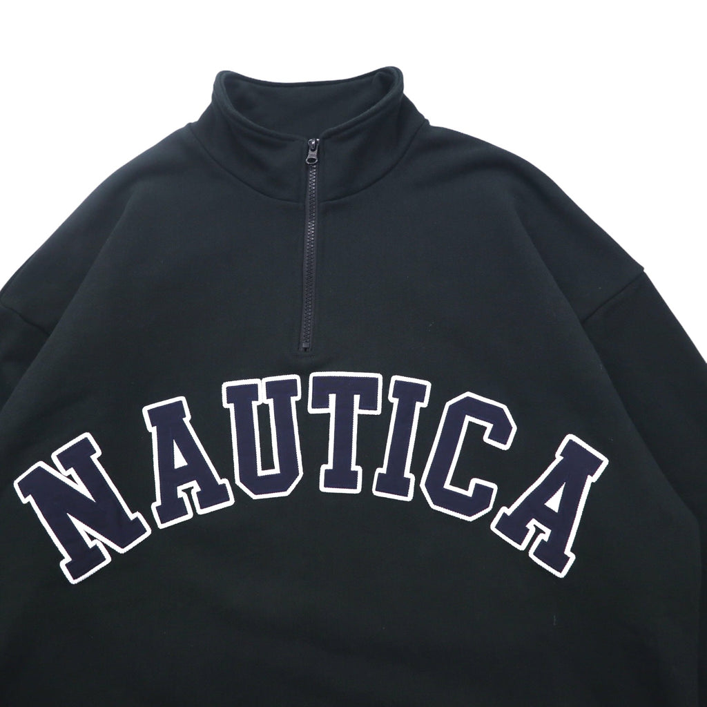 NAUTICA Arch Logo Half Zip Sweatshirt XL Black Heavyweight 233-12107
